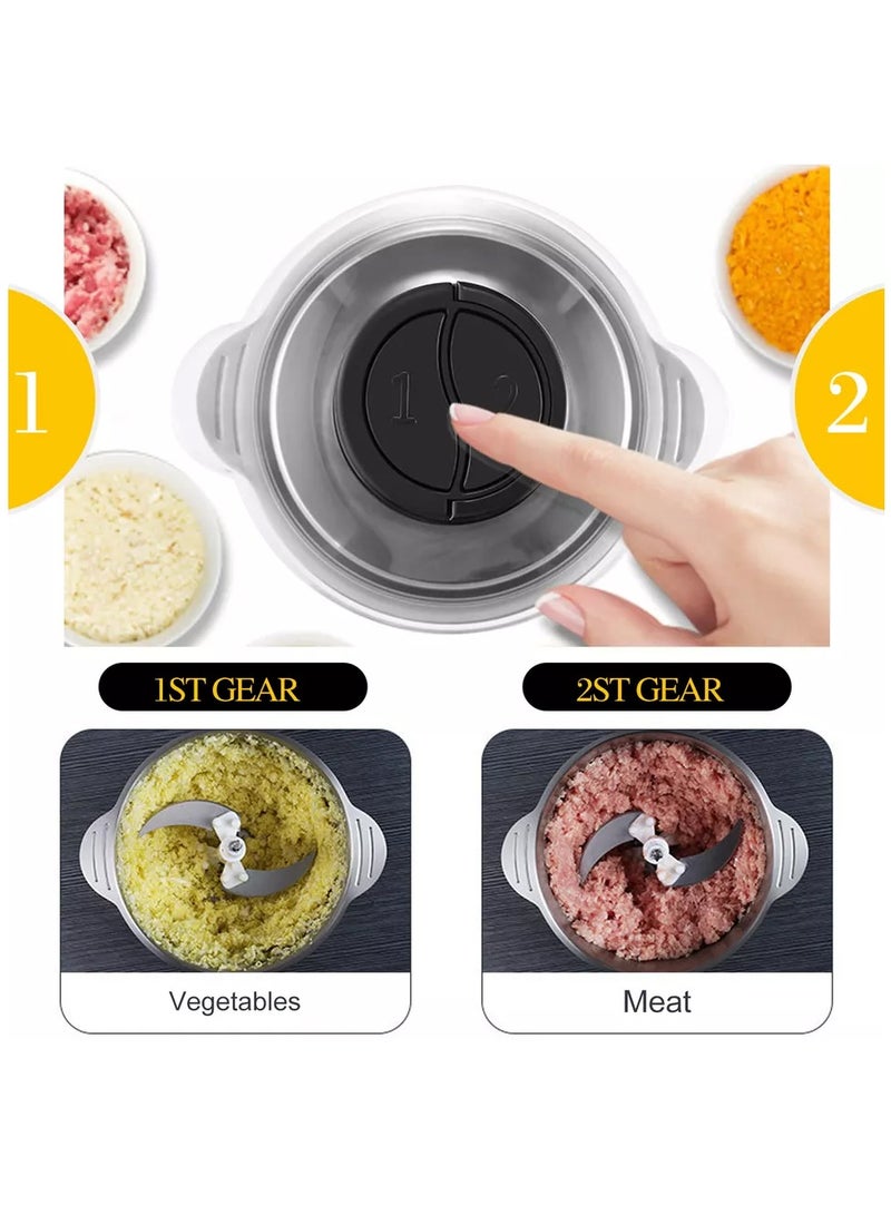 Electric Meat Grinder,300W Food Processor Blender Mixer,Dual Speed Thickened Glass Food Crusher Chopper Food Mixers Kitchen Utensils,Suitable for Meat and Vegetable(2L)  - Image 3