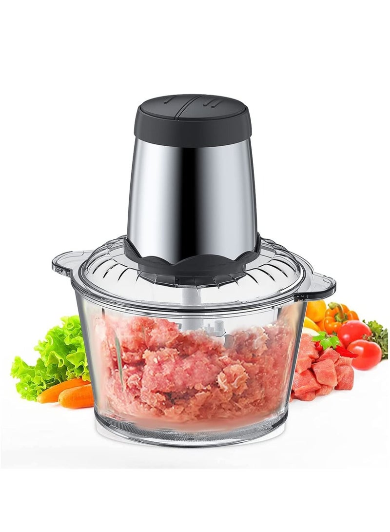 Electric Meat Grinder,300W Food Processor Blender Mixer,Dual Speed Thickened Glass Food Crusher Chopper Food Mixers Kitchen Utensils,Suitable for Meat and Vegetable(2L)  - Image 1