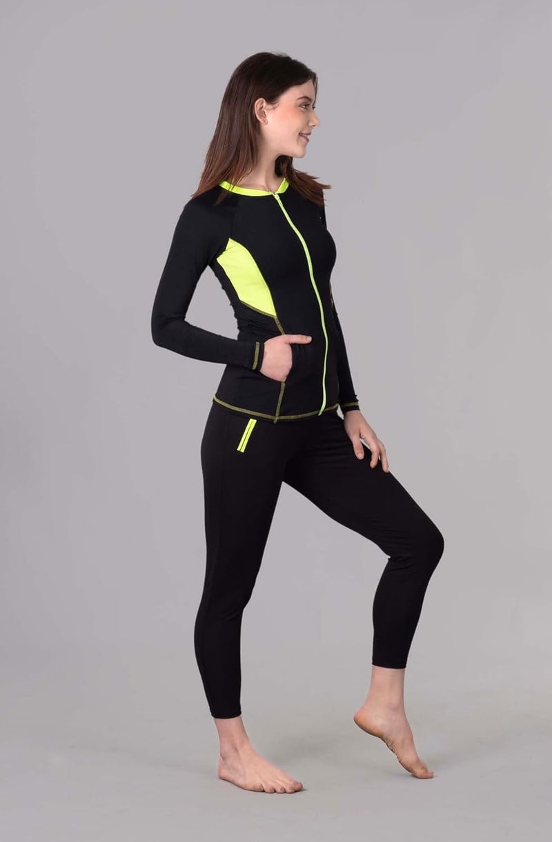 Keepfit Longsleeve Zippered Rashguard 2-Piece Padded Swimset for Women |Swimming Suit for Women - Image 2