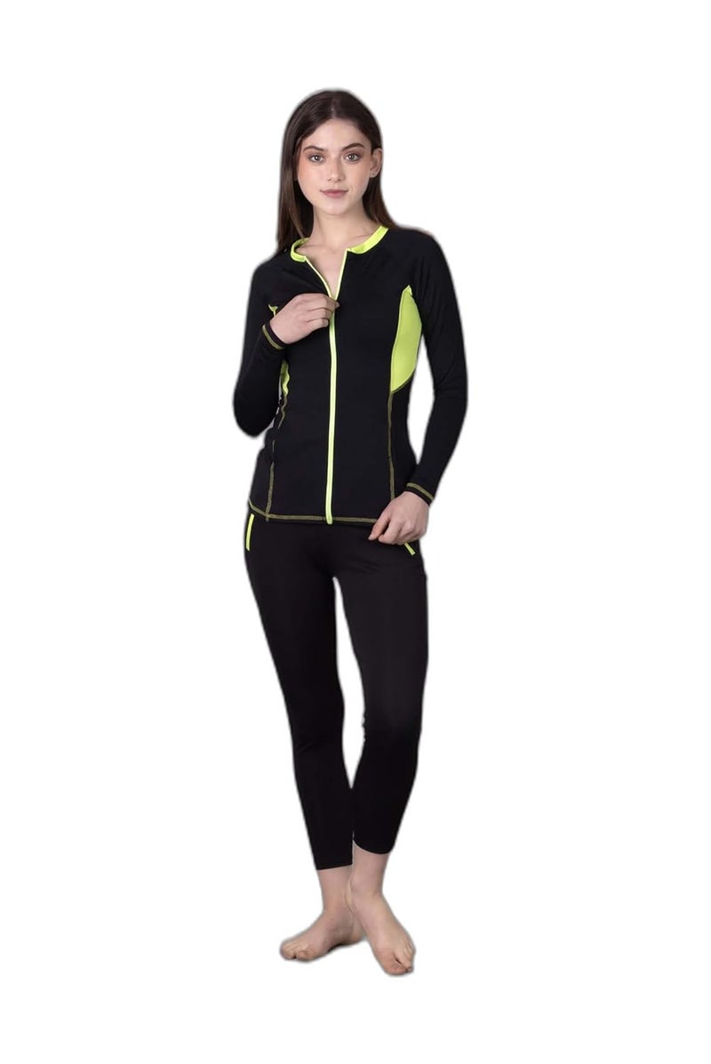 Keepfit Longsleeve Zippered Rashguard 2-Piece Padded Swimset for Women |Swimming Suit for Women - Image 1