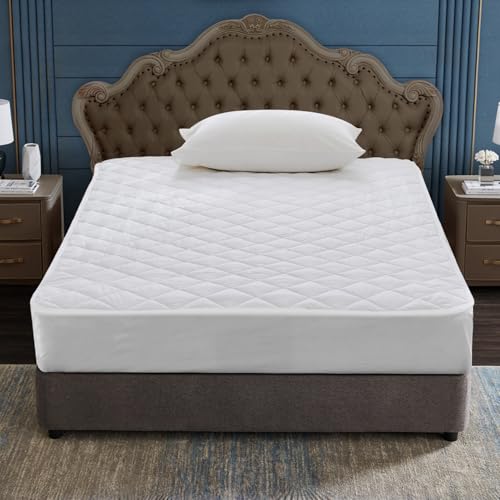 EIUE Quilted Mattress Pad Lightweight Yet Substantial Elastic Fitted Mattress Topper Protector Breathable Mattress Protector with Secure FitMachine WashableQueen60x80inchesWhite - Image 3