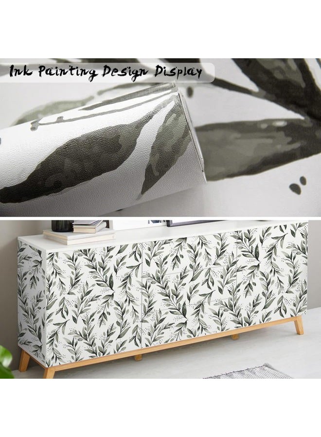 Livebor Olive Leaf Wallpaper Peel and Stick Leaf Contact Paper 17.7inch x 78.7inch Floral Peel and Stick Wallpaper Modern Farmhouse Wallpaper Neutral Sage Wallpaper Self Adhesive Decorative Paper - Image 4