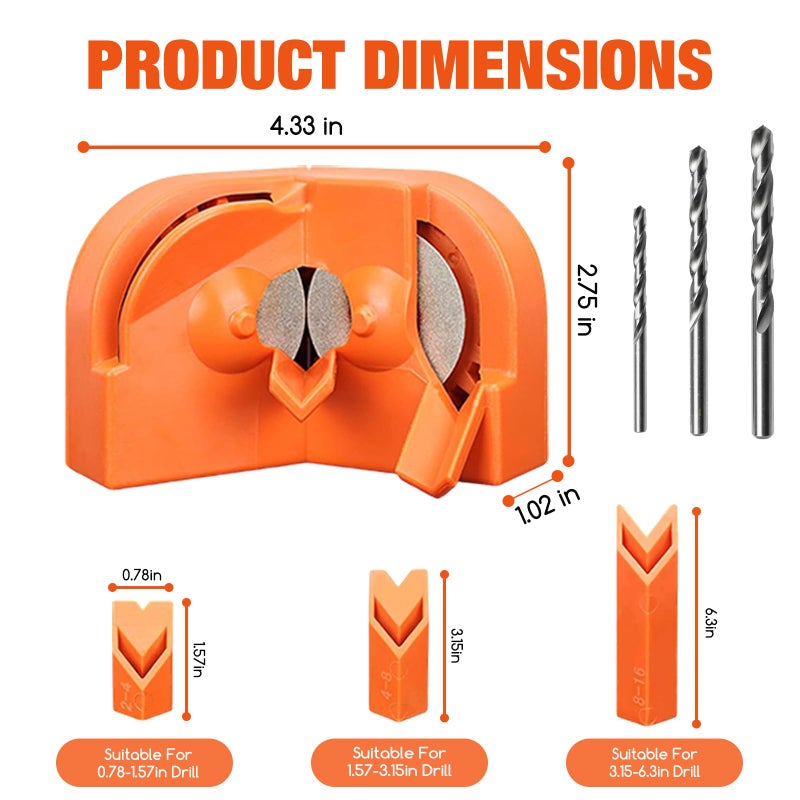 BUXUNA Drill Bit Sharpener, Drill Bit Sharpener for All Bits(5/64''- 5/8''), Multipurpose Drill Bits Grinding Sharpener, Portable Drill Grinder Grinding Tool, Powered by Electric Drills - Image 3