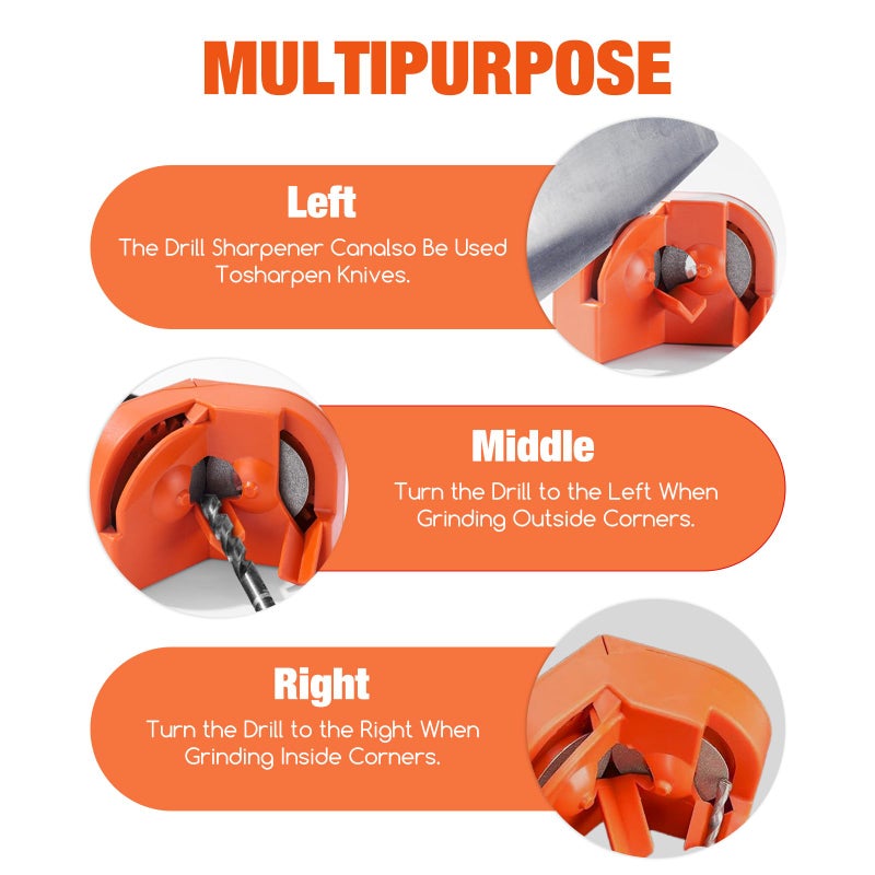 BUXUNA Drill Bit Sharpener, Drill Bit Sharpener for All Bits(5/64''- 5/8''), Multipurpose Drill Bits Grinding Sharpener, Portable Drill Grinder Grinding Tool, Powered by Electric Drills - Image 5