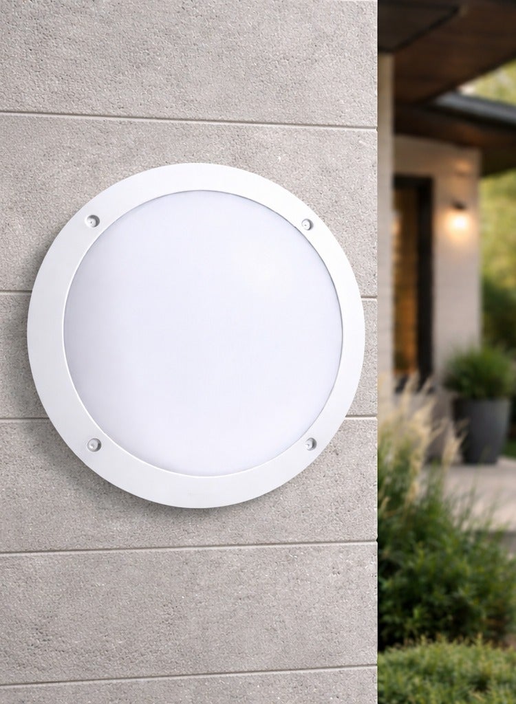Fumagalli Outdoor Ceiling Light White Round, IP44 Waterproof, E27 Bulb Holder, Changeable Bulb, Energy Efficient, Weatherproof Wall/Ceiling Lamp, 1x Warm White LED E27 Bulb Included - Image 3
