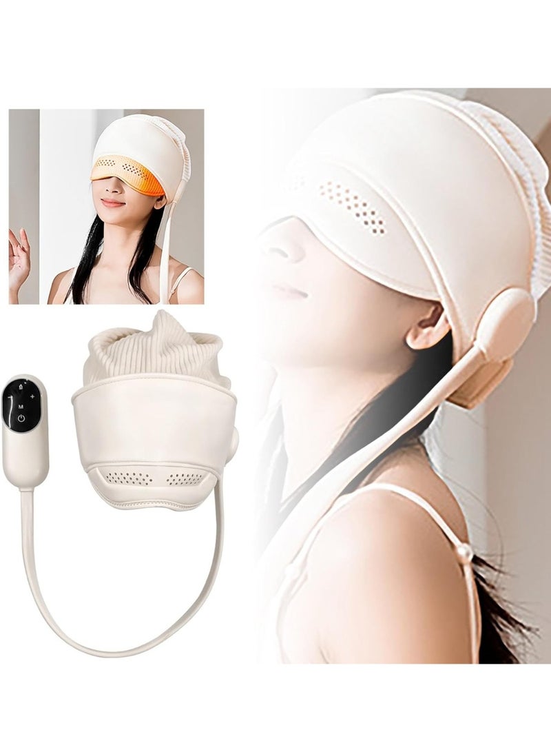 قبعة تدليك للرأس والعينين، مدلك ذكي للصدغ، جهاز تدليك للرأس والعينين بزاوية 360° مع 6 أكياس هوائية و5 أوضاع تدفئة لتخفيف الصداع النصفي - Image 4