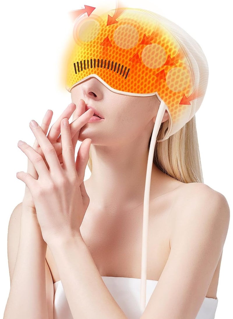 قبعة تدليك للرأس والعينين، مدلك ذكي للصدغ، جهاز تدليك للرأس والعينين بزاوية 360° مع 6 أكياس هوائية و5 أوضاع تدفئة لتخفيف الصداع النصفي - Image 2
