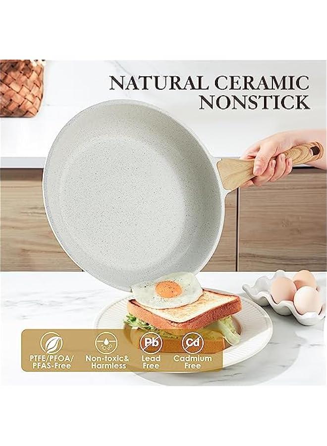 Nonstick Ceramic Frying Pan Skillet, 11 Inch Omelet Pan, Healthy Non Toxic Induction Compatible Egg Pan with Heat Resistant Handle, PTFE and PFAS-Free - Image 2
