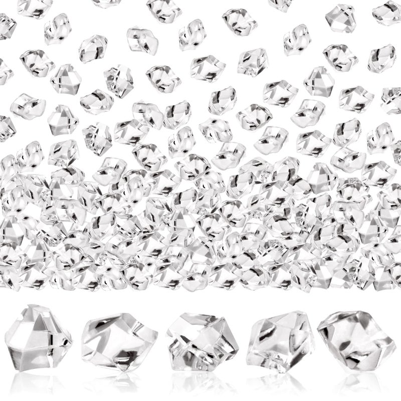 UPlama 600PCS Fake Crushed Ice Rocks Acrylic Diamond Crystals Fake Diamonds Plastic Clear Ice Cubes Diamond Table Scatters Acrylic Gems For Vase Fillers Home Decoration Wedding Birthday White