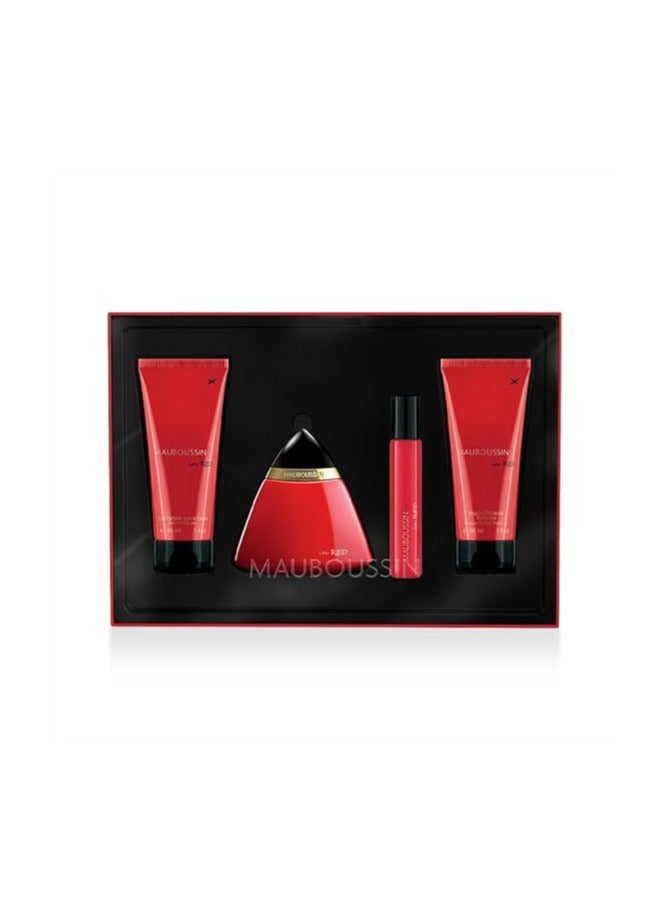 موبوسين SET MAUBOUSSIN   IN RED PRESTIGE  EDP 100ML+ Shower Gel 90ML + B. Lotion 90ML + EDP 20 ML - Image 2