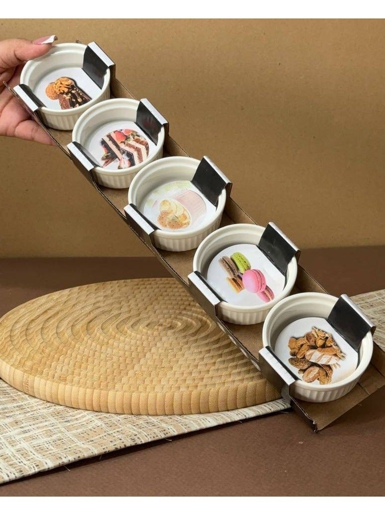 مجموعة أطباق رمكين سيراميك – 5 قطع أنيقة للمخبوزات والتقديم مقاس 100مل - Image 2