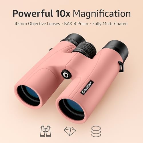 Barska Crush 10x42 Binoculars – Lightweight, Compact & Shockproof Design in Bright Colors for Hiking, Travel, Concerts, Sports, Great Gift Idea – Case & Strap Included - Image 3