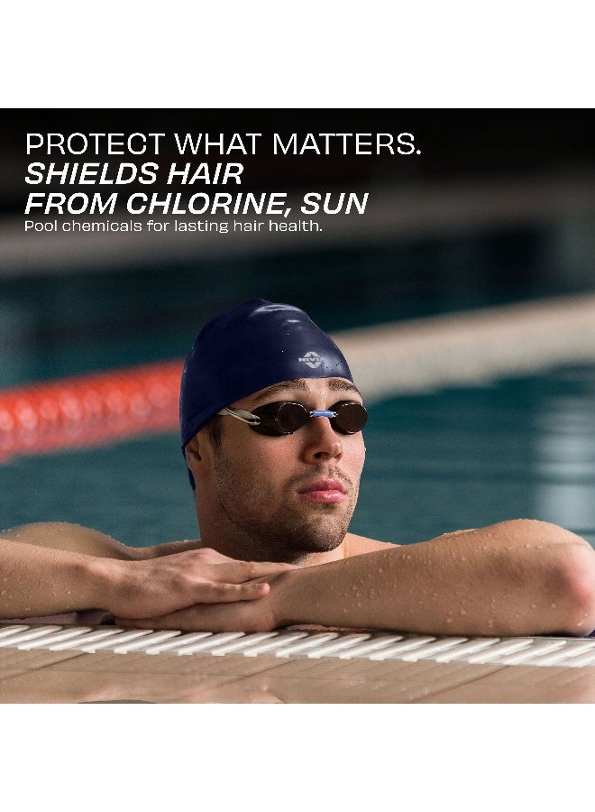 Nivia Classic Silicone Swimming Cap for Adults, Swimming Pool Cap, Swimming Cap for Men & Women, for Swim, Swimming Headwear for Long Hair, Training Cap for Adults, Easy Fit (Navy Blue) - Image 2