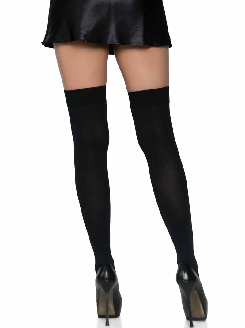 Leg Avenue Women Plus Size Satin Bow Accent Thigh Highs Costume Hosiery, Black, 1X US - Image 2