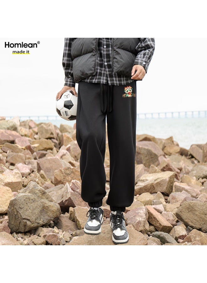 Homlean Casual Pants For Men, Autumn Season, Snake Year Printed Design, Fashionable Versatile Loose-fitting Joggers, Simple Trousers, Hk1 Black 3XL - Image 1