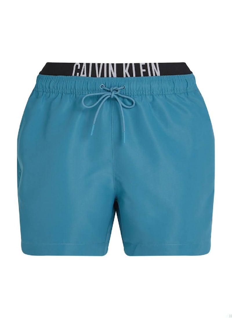 Calvin Klein Jeans Men's Double Waistband Swim Shorts - Intense Power - Polyester, Blue  - Image 1