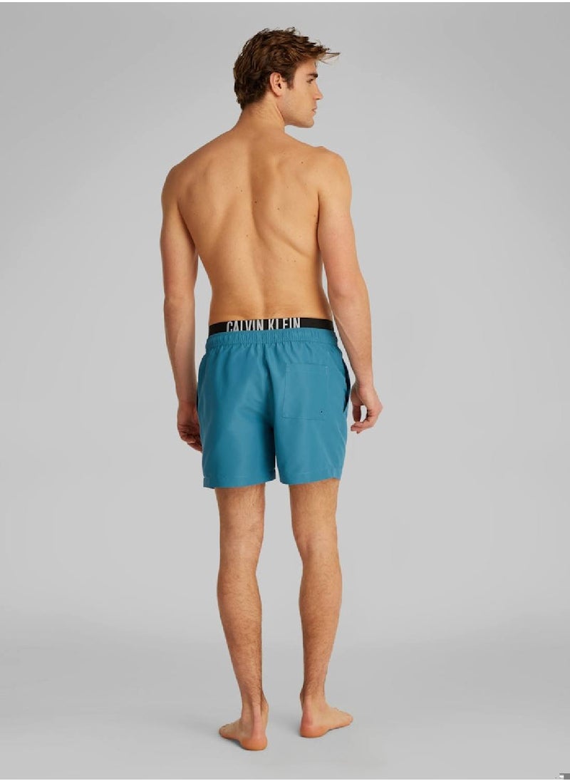 Calvin Klein Jeans Men's Double Waistband Swim Shorts - Intense Power - Polyester, Blue  - Image 3
