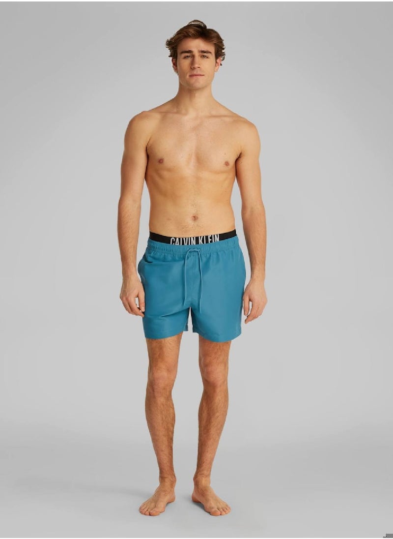 Calvin Klein Jeans Men's Double Waistband Swim Shorts - Intense Power - Polyester, Blue  - Image 2