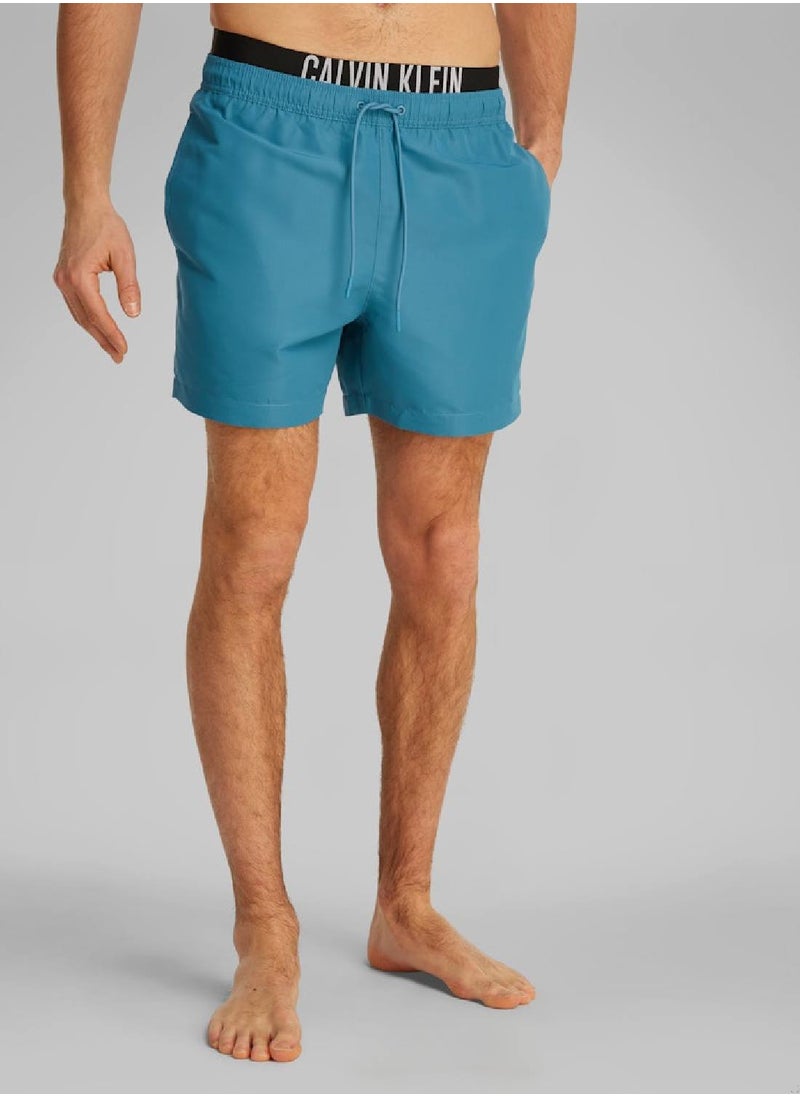 Calvin Klein Jeans Men's Double Waistband Swim Shorts - Intense Power - Polyester, Blue  - Image 5
