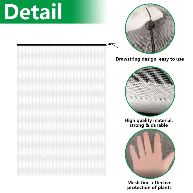 Alpurple 2 Pcs Insect Bird Barrier Netting Mesh with Drawstring- 4.9 x 3.2 Ft Garden Bug Netting Plant Cover- Fruit Tree Net for Protect Plant Fruits Citrus Flower from Insect Bird Eating - Image 2