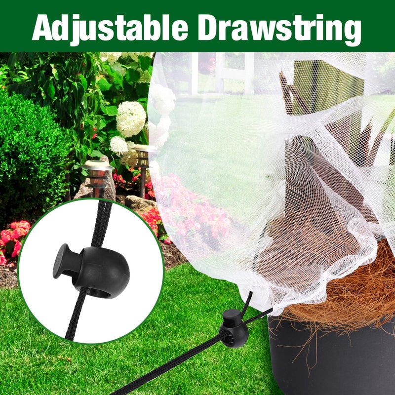 Alpurple 2 Pcs Insect Bird Barrier Netting Mesh with Drawstring- 4.9 x 3.2 Ft Garden Bug Netting Plant Cover- Fruit Tree Net for Protect Plant Fruits Citrus Flower from Insect Bird Eating - Image 5