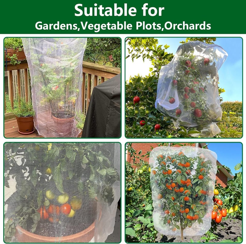 Alpurple 2 Pcs Insect Bird Barrier Netting Mesh with Drawstring- 4.9 x 3.2 Ft Garden Bug Netting Plant Cover- Fruit Tree Net for Protect Plant Fruits Citrus Flower from Insect Bird Eating - Image 4