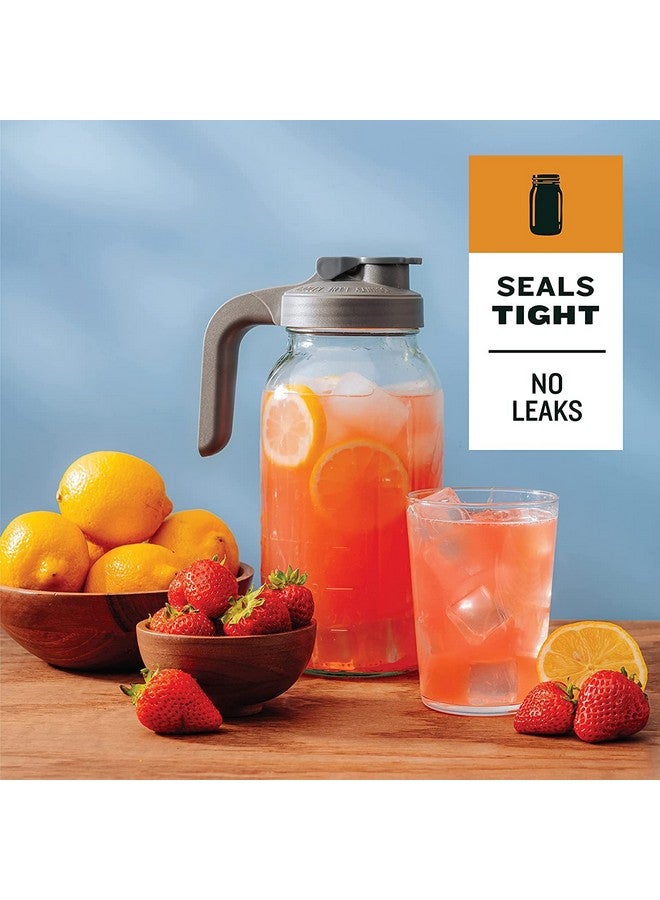 كانتري لاين كيتشن إبريق زجاجي من كاونتي لاين كيتشن مع غطاء - فوهة واسعة، 2 كوارت (64 أونصة) - متين، مقاوم للتسرب - إبريق شاي مثلج وشمسي، قهوة باردة، تخزين حليب الأم، ماء - أزرق سماوي - Image 5