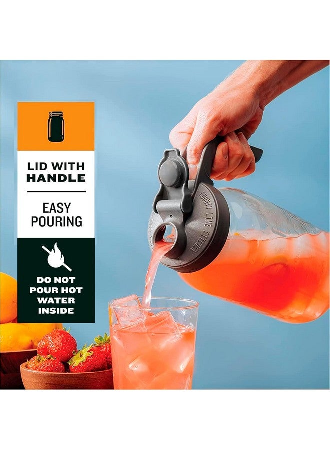 كانتري لاين كيتشن إبريق زجاجي من كاونتي لاين كيتشن مع غطاء - فوهة واسعة، 2 كوارت (64 أونصة) - متين، مقاوم للتسرب - إبريق شاي مثلج وشمسي، قهوة باردة، تخزين حليب الأم، ماء - أزرق سماوي - Image 2