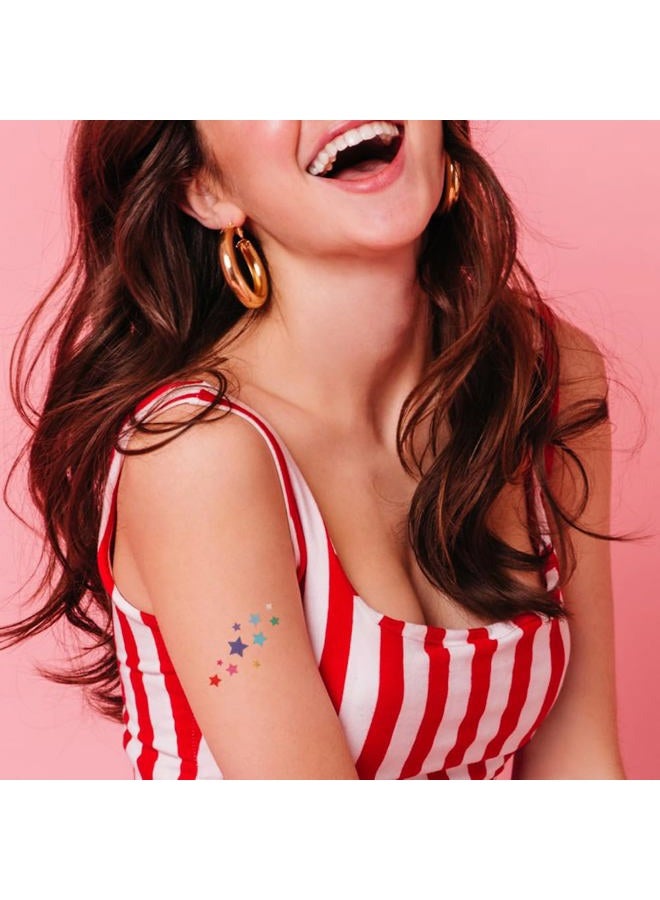 Flash+Tattoos RAINBOW DELIGHT STARS set of 10 premium waterproof metallic foil temporary - Party Favors, temporary rainbow star face jewels - Image 5