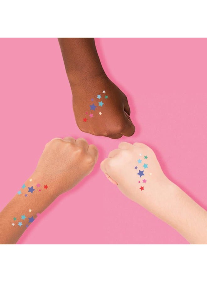 Flash+Tattoos RAINBOW DELIGHT STARS set of 10 premium waterproof metallic foil temporary - Party Favors, temporary rainbow star face jewels - Image 3