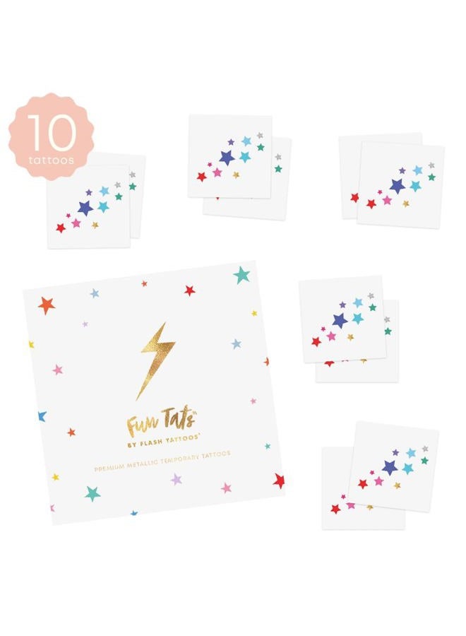 Flash+Tattoos RAINBOW DELIGHT STARS set of 10 premium waterproof metallic foil temporary - Party Favors, temporary rainbow star face jewels - Image 2