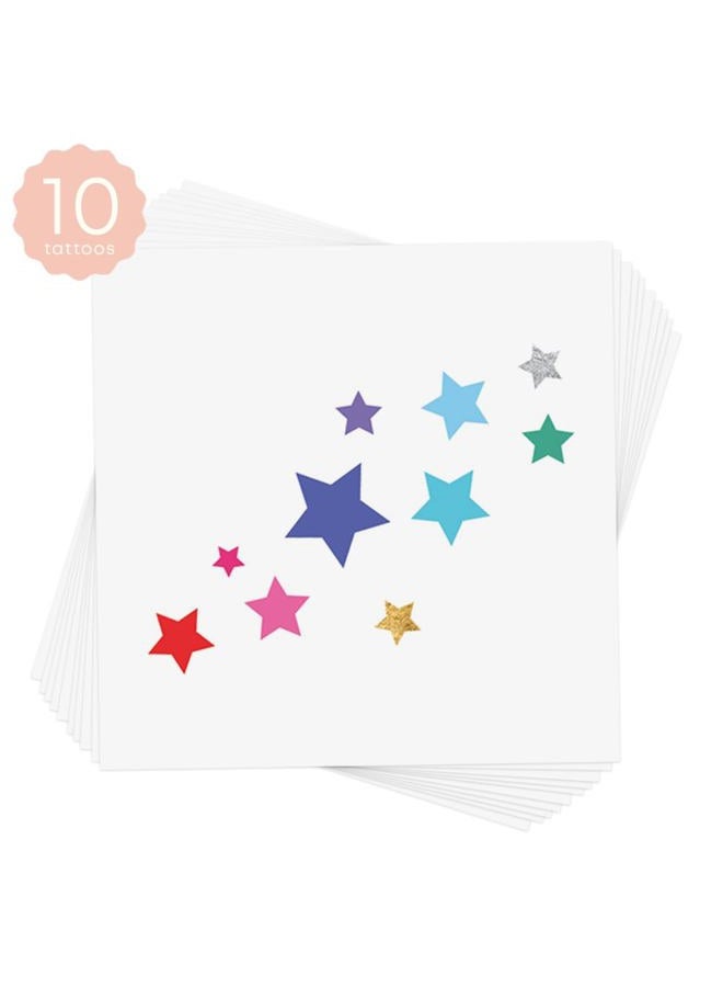 Flash+Tattoos RAINBOW DELIGHT STARS set of 10 premium waterproof metallic foil temporary - Party Favors, temporary rainbow star face jewels - Image 4