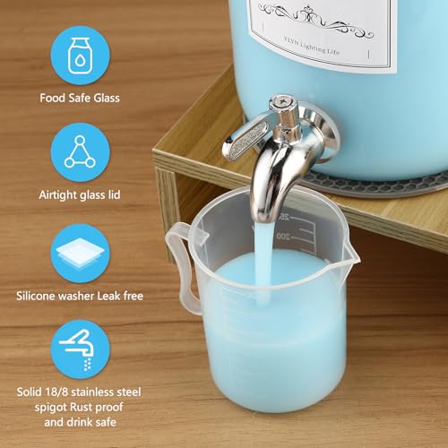 CYYKDA 2-Pack Glass Laundry Detergent Dispenser with Stand, 106oz Leak-Proof Glass Fabric Softener Dispenser- Laundry Soap Dispenser-Reusable Container for Kitchen & Bathroom Storage - Image 2