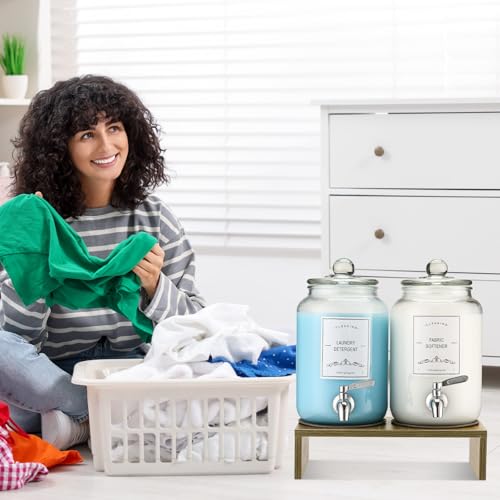 CYYKDA 2-Pack Glass Laundry Detergent Dispenser with Stand, 106oz Leak-Proof Glass Fabric Softener Dispenser- Laundry Soap Dispenser-Reusable Container for Kitchen & Bathroom Storage - Image 3