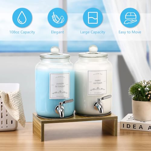 CYYKDA 2-Pack Glass Laundry Detergent Dispenser with Stand, 106oz Leak-Proof Glass Fabric Softener Dispenser- Laundry Soap Dispenser-Reusable Container for Kitchen & Bathroom Storage - Image 5
