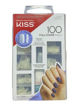 KISS 100PS12 100 FULL-Cover Nails ACTIVE SQUARE CARRE ARRONDI ACTIF 