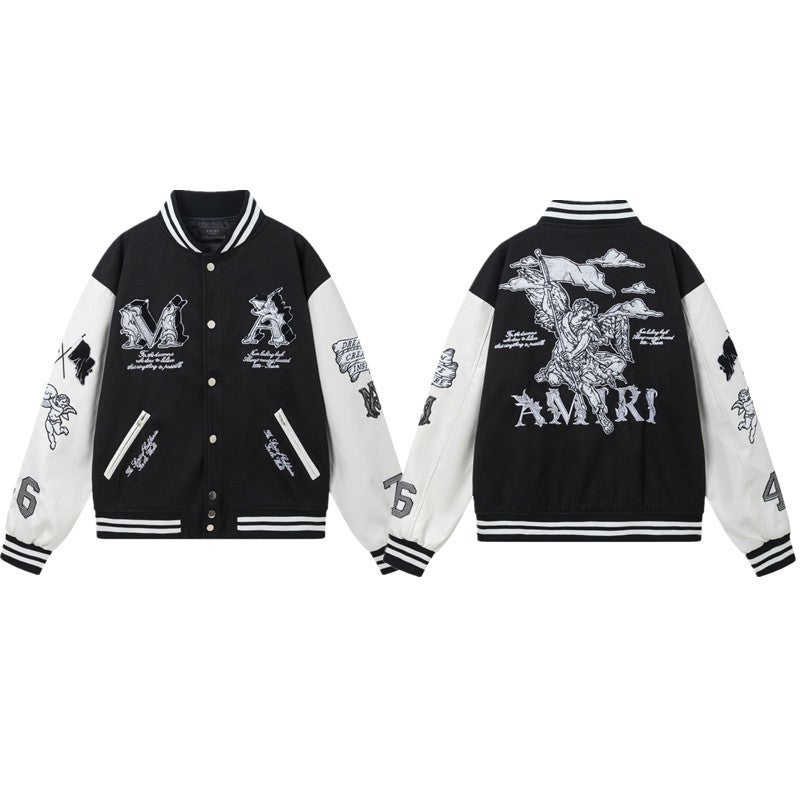 Trendy Brand Baseball Jacket For Am1R1 Icon New Casual Versatile Color-Blocking Women'S Jacket Top - Image 1