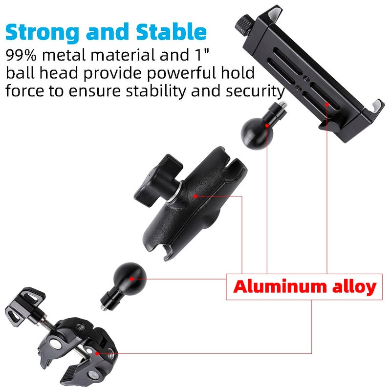 Leenconghui Aluminum Tablet Holder for Mic Stand, Side Mount for All iPad, 360 Rotatable With Super Clamp Compatible for iPad Pro 12.9, Air, Mini, Galaxy Tabs, 4.7-15" Tablets - Image 3