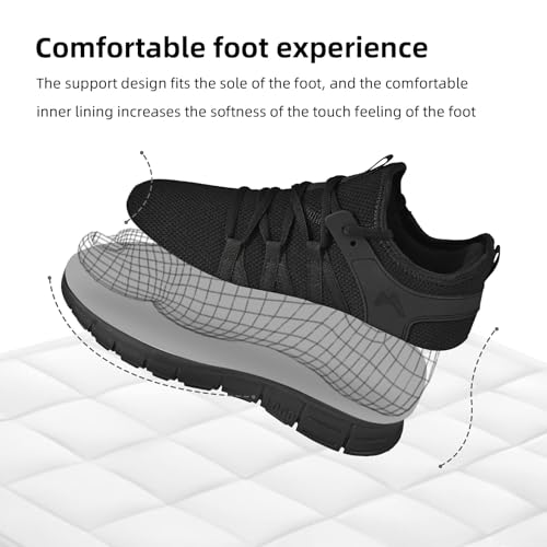 AOE Womens Walking Running Shoes Ultra Lightweight Breathable Mesh Tennis Shoes Non Slip Athletic Workout Gym Sneakers 9.5women / 8.5men All Black - Image 5