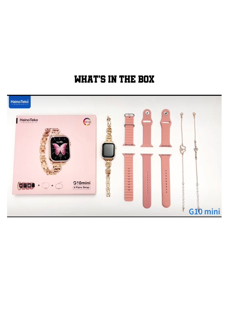 Haino Teko - G10 Mini Smart Watch Rose Gold Edition Ladies Smart Watch With 4 Pcs Strap And Stylish Bracelet Combo Smartwatch For Women Best Gift For Her App Operated Voice Call Watch Features AMOLED Display - Image 1