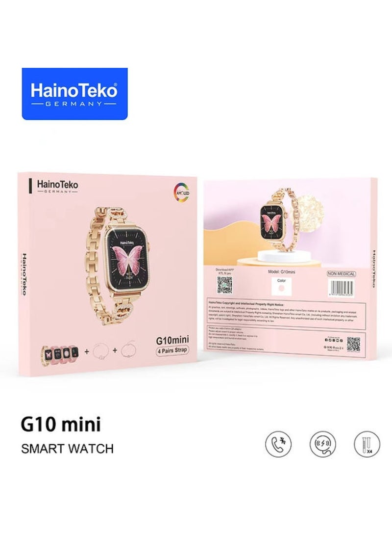 Haino Teko - G10 Mini Smart Watch Rose Gold Edition Ladies Smart Watch With 4 Pcs Strap And Stylish Bracelet Combo Smartwatch For Women Best Gift For Her App Operated Voice Call Watch Features AMOLED Display - Image 1