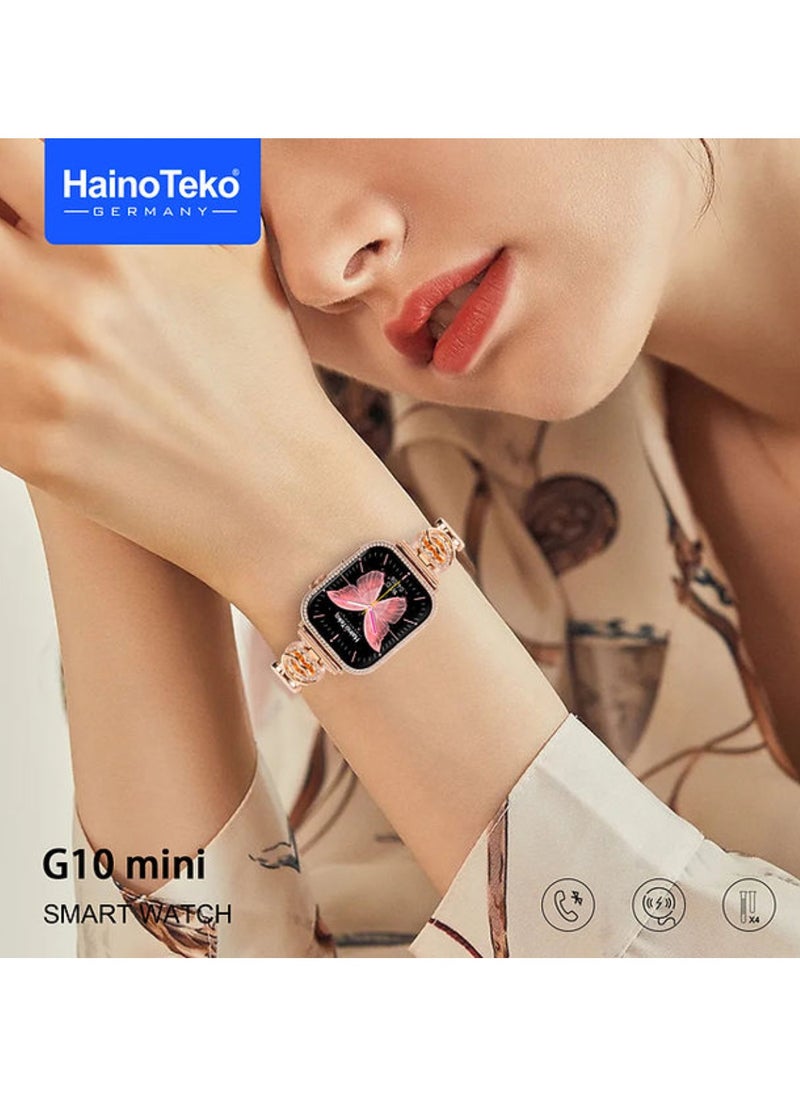 Haino Teko - G10 Mini Smart Watch Rose Gold Edition Ladies Smart Watch With 4 Pcs Strap And Stylish Bracelet Combo Smartwatch For Women Best Gift For Her App Operated Voice Call Watch Features AMOLED Display - Image 1