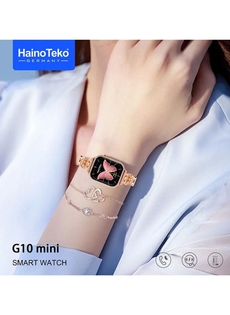 Haino Teko - G10 Mini Smart Watch Rose Gold Edition Ladies Smart Watch With 4 Pcs Strap And Stylish Bracelet Combo Smartwatch For Women Best Gift For Her App Operated Voice Call Watch Features AMOLED Display - Image 1