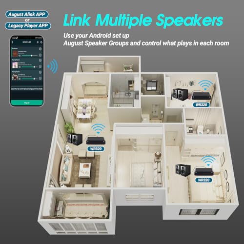 August Wireless WiFi Audio Receiver - August WR320 - Multiroom Adaptor for Speaker Systems, Stream Crystal Clear Lossless Sound Throughout Your Home, Compatible with Spotify, Tidal, TuneInRadio, and More - Image 4