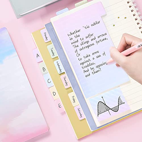 MeRaYo Sticky Notes Set Neon Memo Pad Divider Self Stick Notes Pads with Bookmark Index for Planner Sticky Notes for School Home Office Supplies (Pink) - Image 4