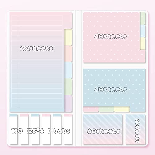 MeRaYo Sticky Notes Set Neon Memo Pad Divider Self Stick Notes Pads with Bookmark Index for Planner Sticky Notes for School Home Office Supplies (Pink) - Image 2