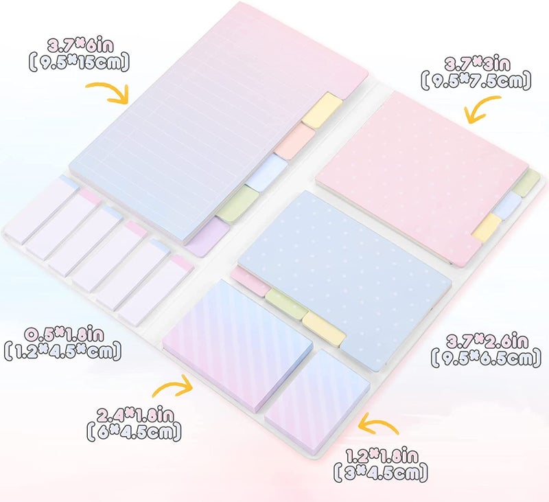 MeRaYo Sticky Notes Set Neon Memo Pad Divider Self Stick Notes Pads with Bookmark Index for Planner Sticky Notes for School Home Office Supplies (Pink) - Image 5