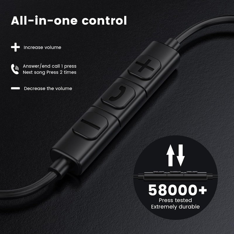 MOSWAG Wired Earbuds, 3.5mm Black Wired Earbuds with Microphone, In-Ear Noise Cancelling Headphones Compatible with Mobile Phones, Desktop PCs, Tablets, Laptops, MP3s, MP4s, 1 PACK - Image 5