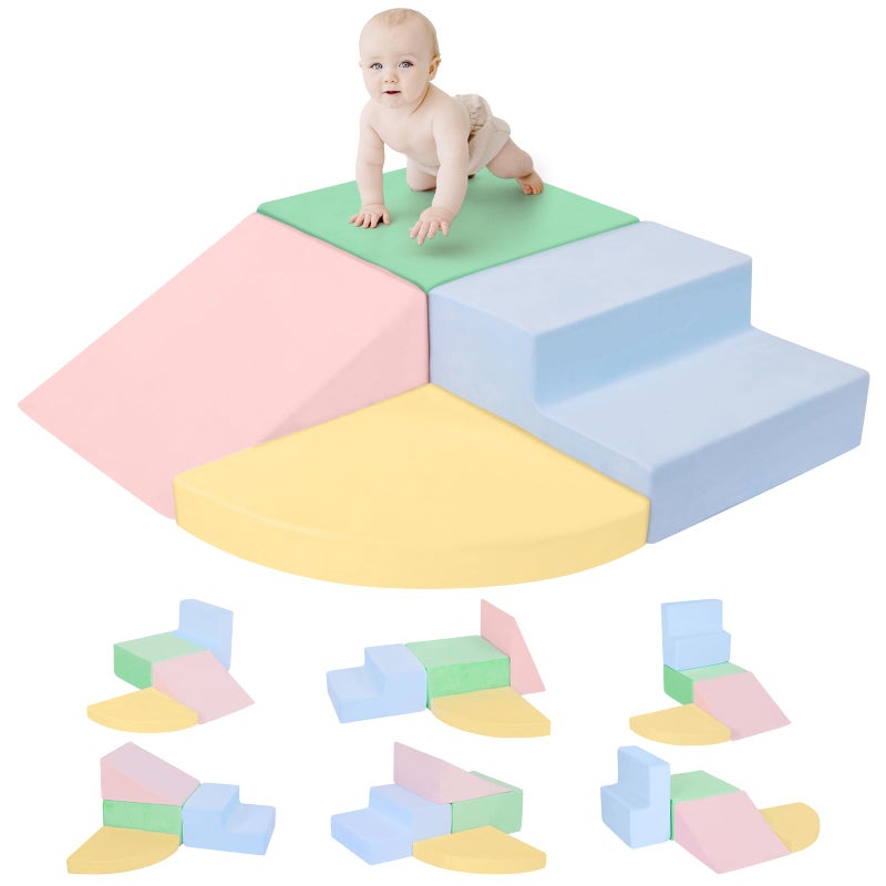 CAMELUS Climbing Toys for 1 Year Old, Foam Baby Climbing Blocks for Toddlers, 4-Piece Soft Play Set Toddler Climbing Toys Indoor, Climb Crawl Activity Play Set, Birthday - Image 1