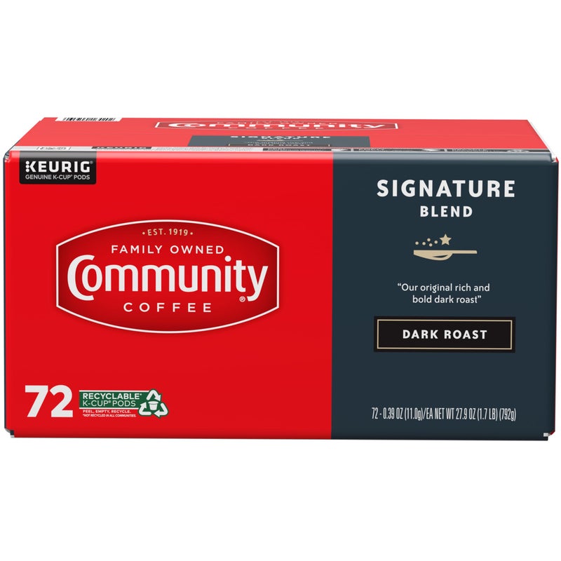 Community Coffee Signature Blend 72 Count Coffee Pods, Dark Roast, Compatible with Keurig 2.0 K-Cup Brewers, Box of 72 Pods (Pack of 1) - Image 3
